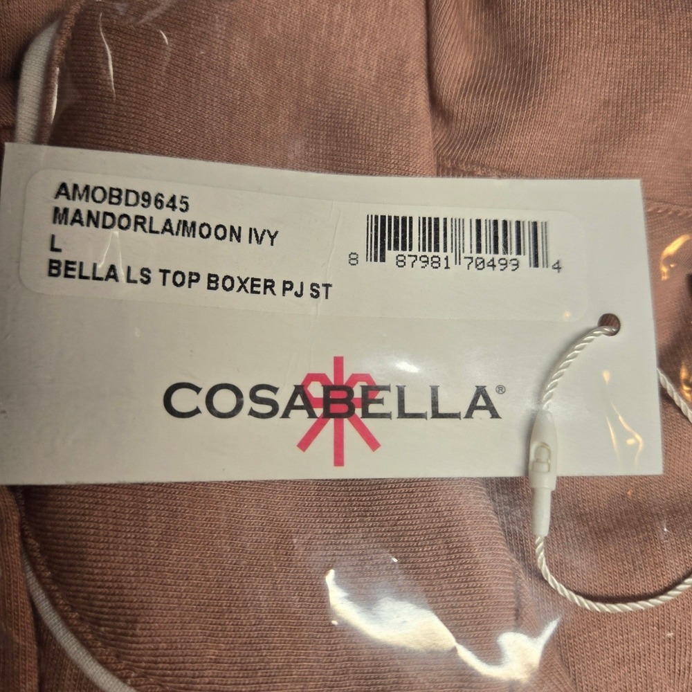Cosabella‎ Bella Long Sleeve Boxer Pajama Set Women's L Pink New Cotton Modal - Picture 5 of 7